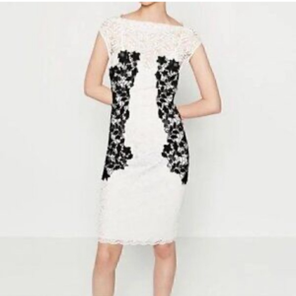BLACK COLLECTION White Lace Dress With Black Embroidered Detail - Picture 6 of 7